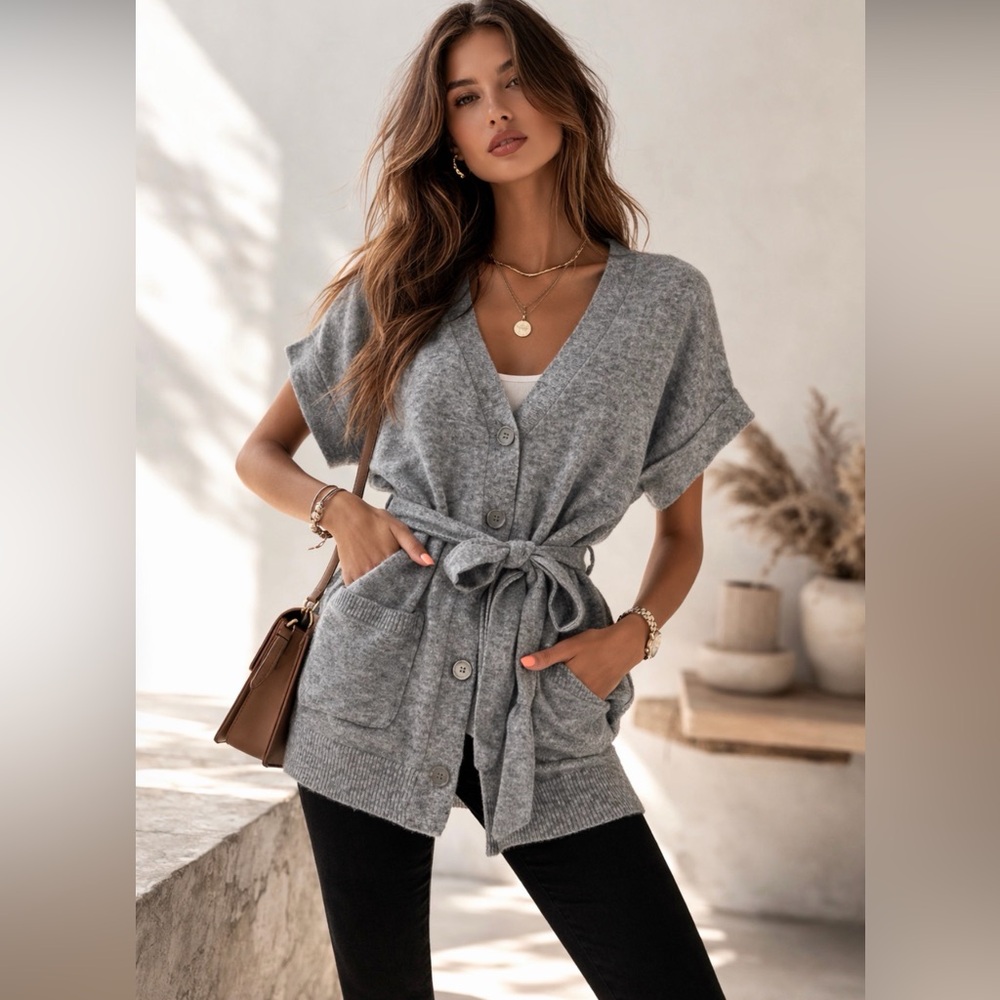 BCBGMaxAzria Gray Knit Robe